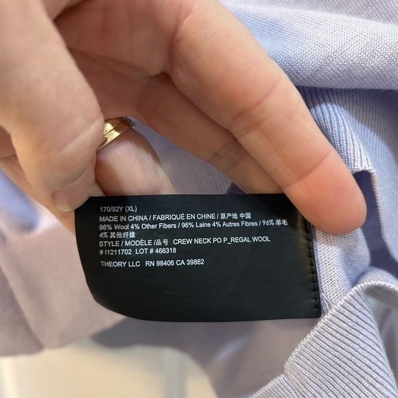 Theory Crewneck Sweater Regal Blue Women Sz XL Luxury Cottage Academia Vacation - Picture 8 of 9